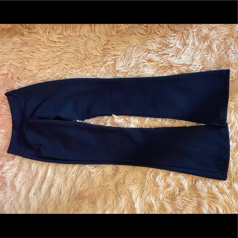 Elastic Waist Rib-Knit Flare Leg Pants Size: Medium